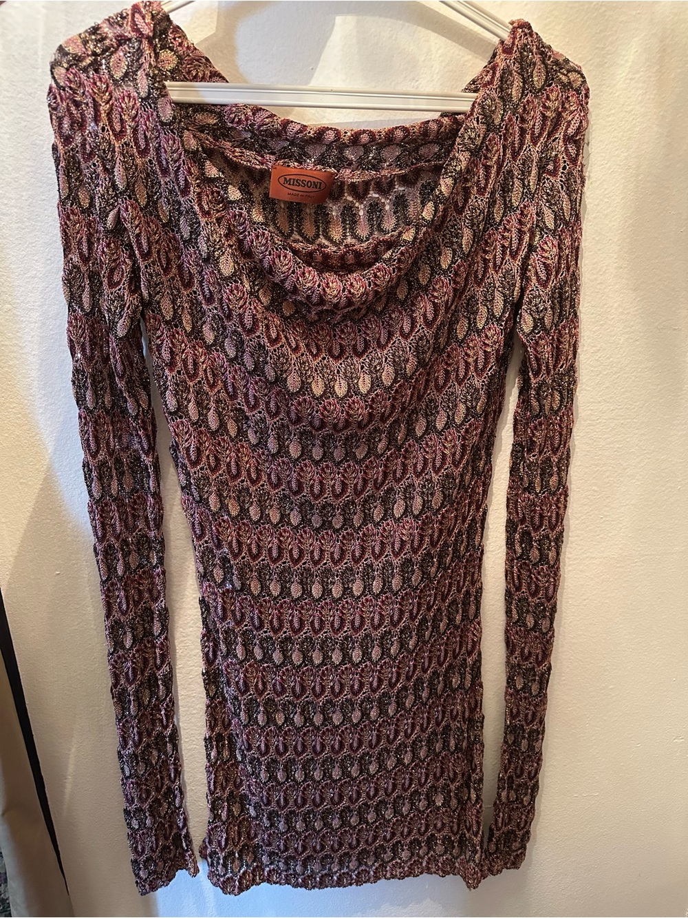 Missoni Orange label gold metallic knit dress